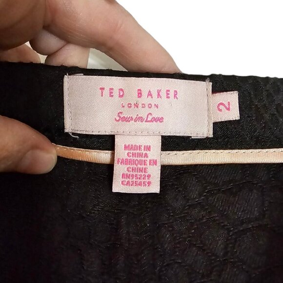 Ted Baker London Tulio Black Snake Print Tuxedo Stripe Cropped Skinny Pants Sz 2 - Picture 7 of 9